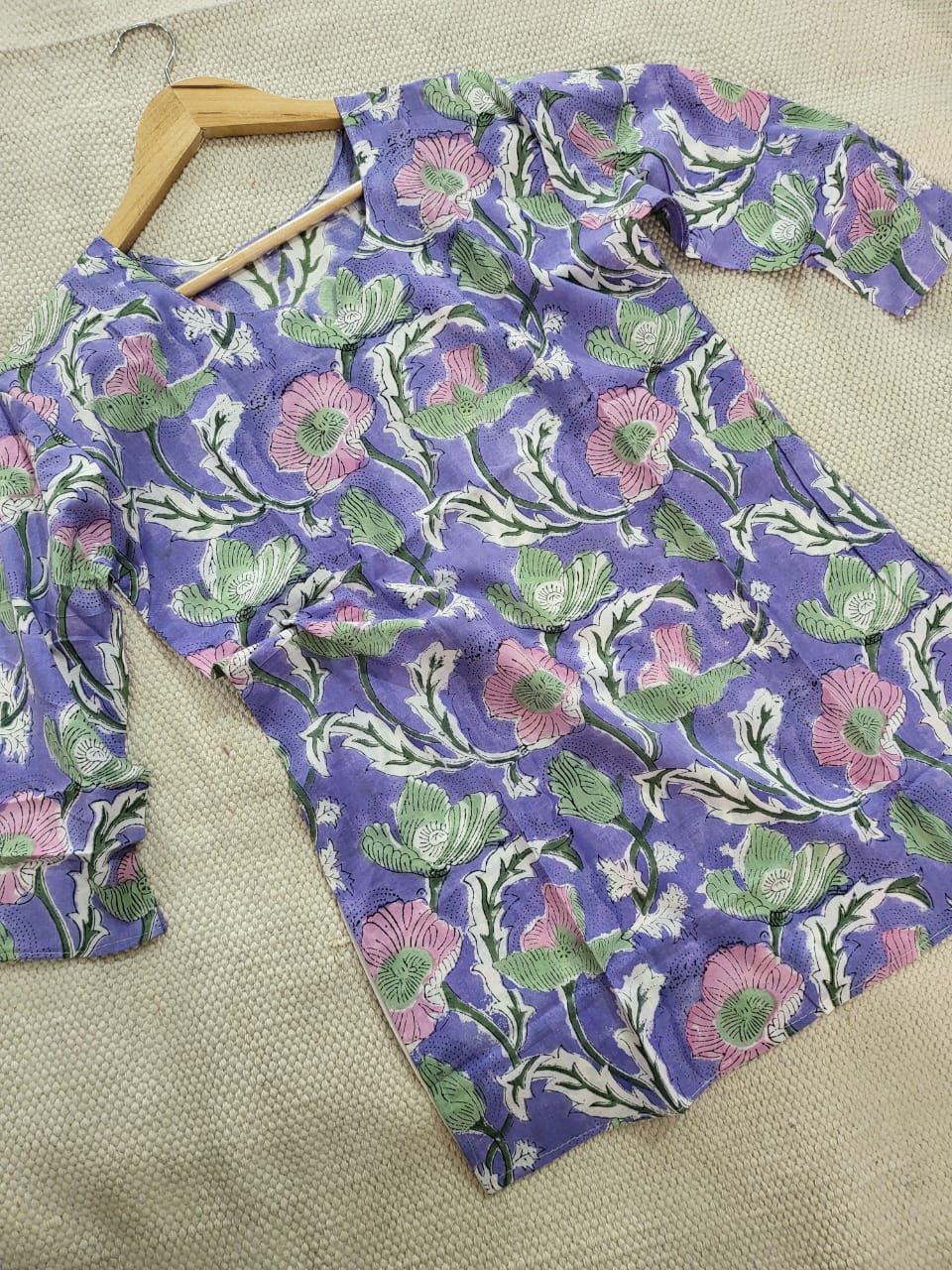 Kalamkari Hand Blocks Prints Short Top Kurti