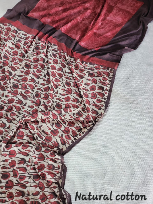 Nashpal dyes Ajrakh Prints Pure Mul Cotton sarees