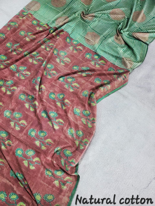 Nashpal dyes Ajrakh Prints Pure Mul Cotton sarees